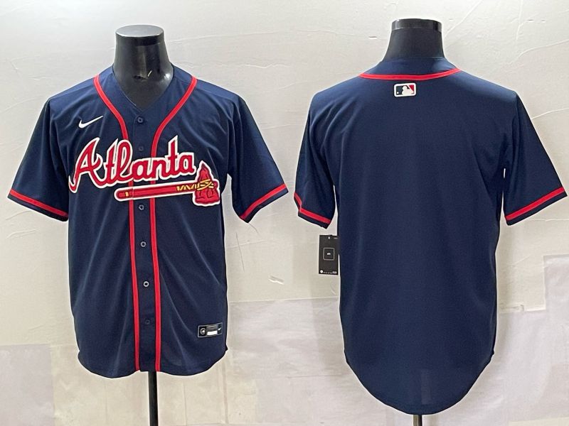 Men Atlanta Braves Blank Drak Blue joint name Nike 2025 MLB Jersey style 01